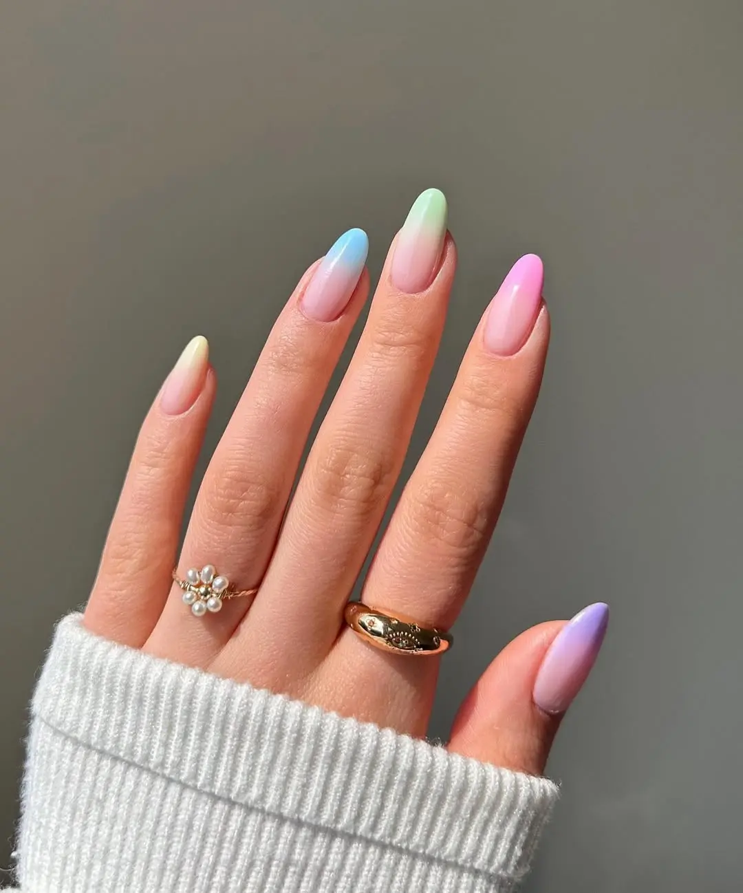 Charming pastels blend beautifully on long nails