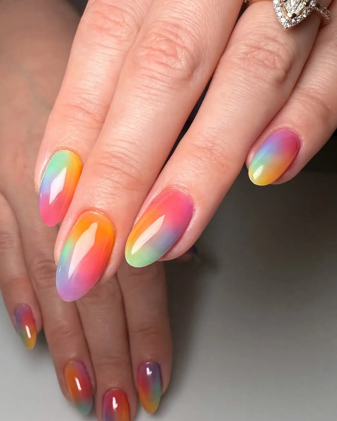 Stunning rainbow gradient nail design