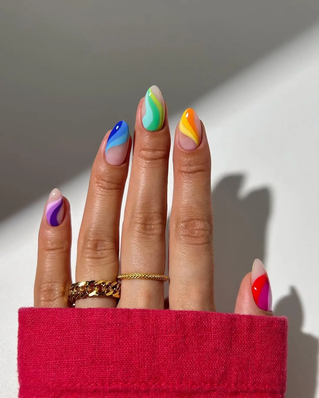 Vibrant rainbow nails for a playful touch