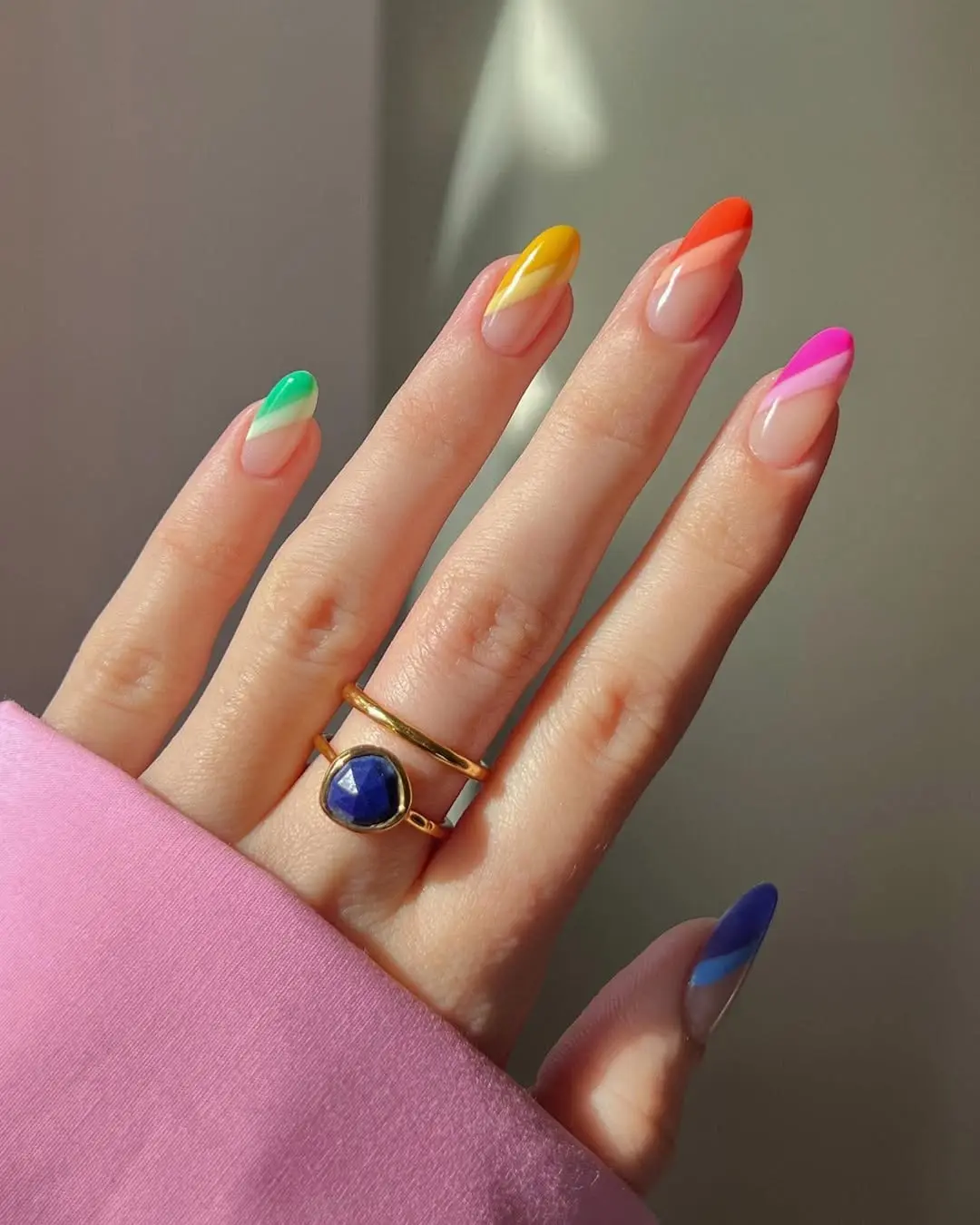 Stylish rainbow nail art with vibrant colors