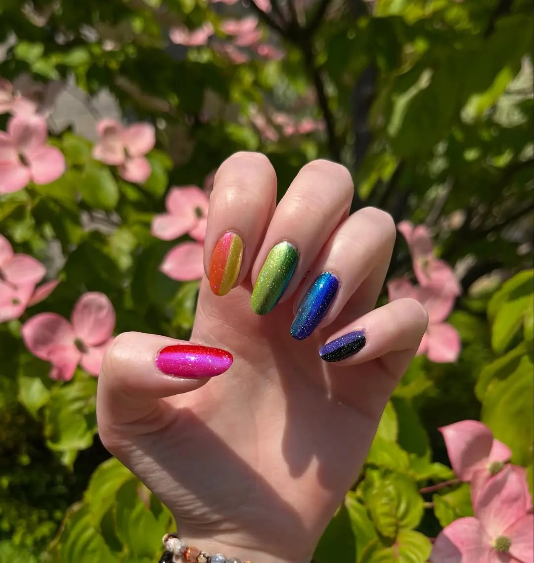 Vibrant rainbow nails for summer joy
