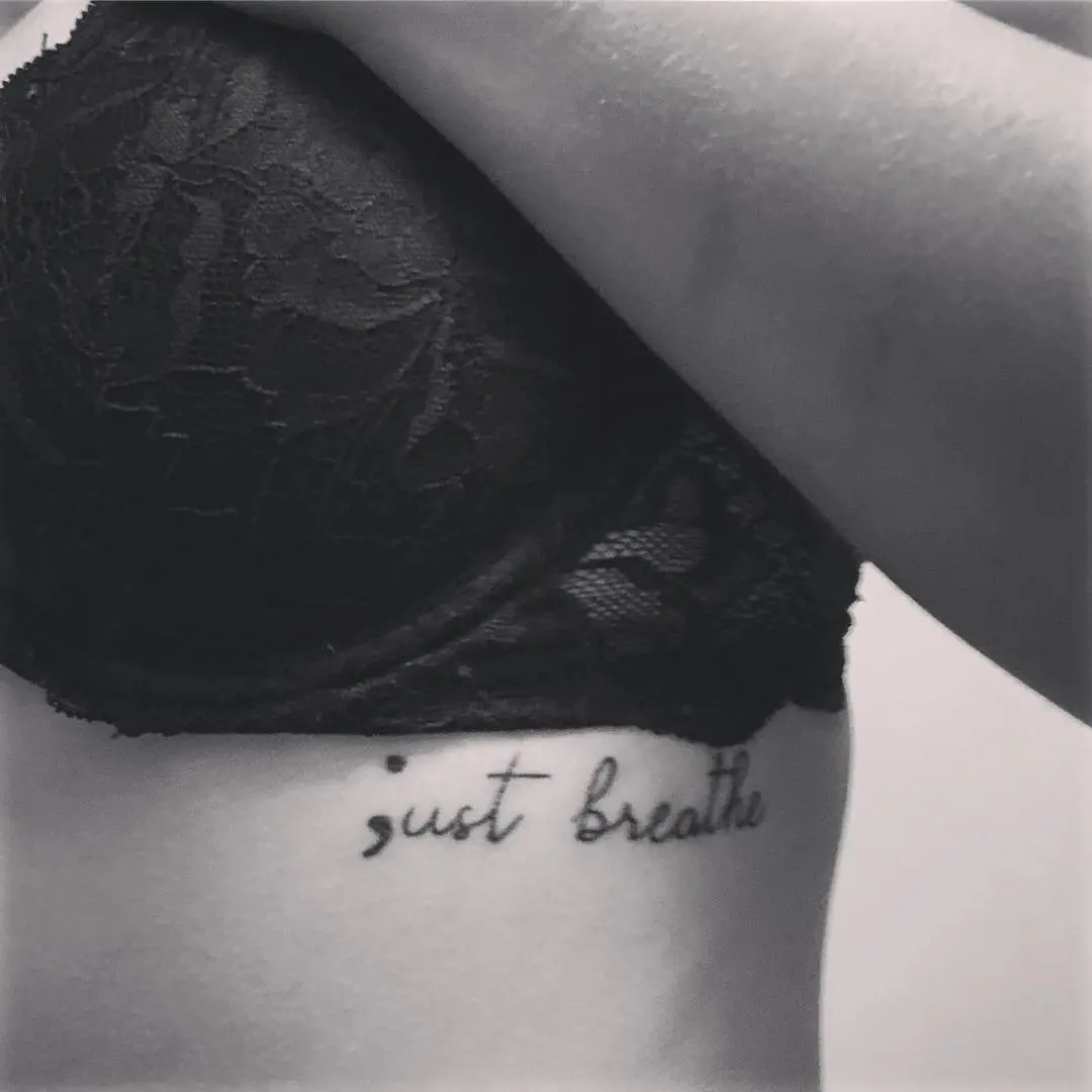 Deeply inspiring breathe tattoo with semicolon meaning