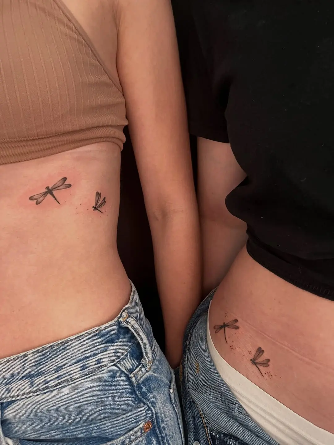 Elegant sibling dragonfly tattoos for closeness