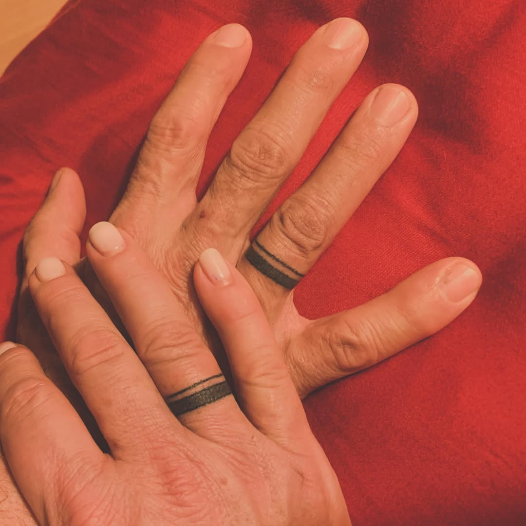 Minimalist tattoo design for couples' unity