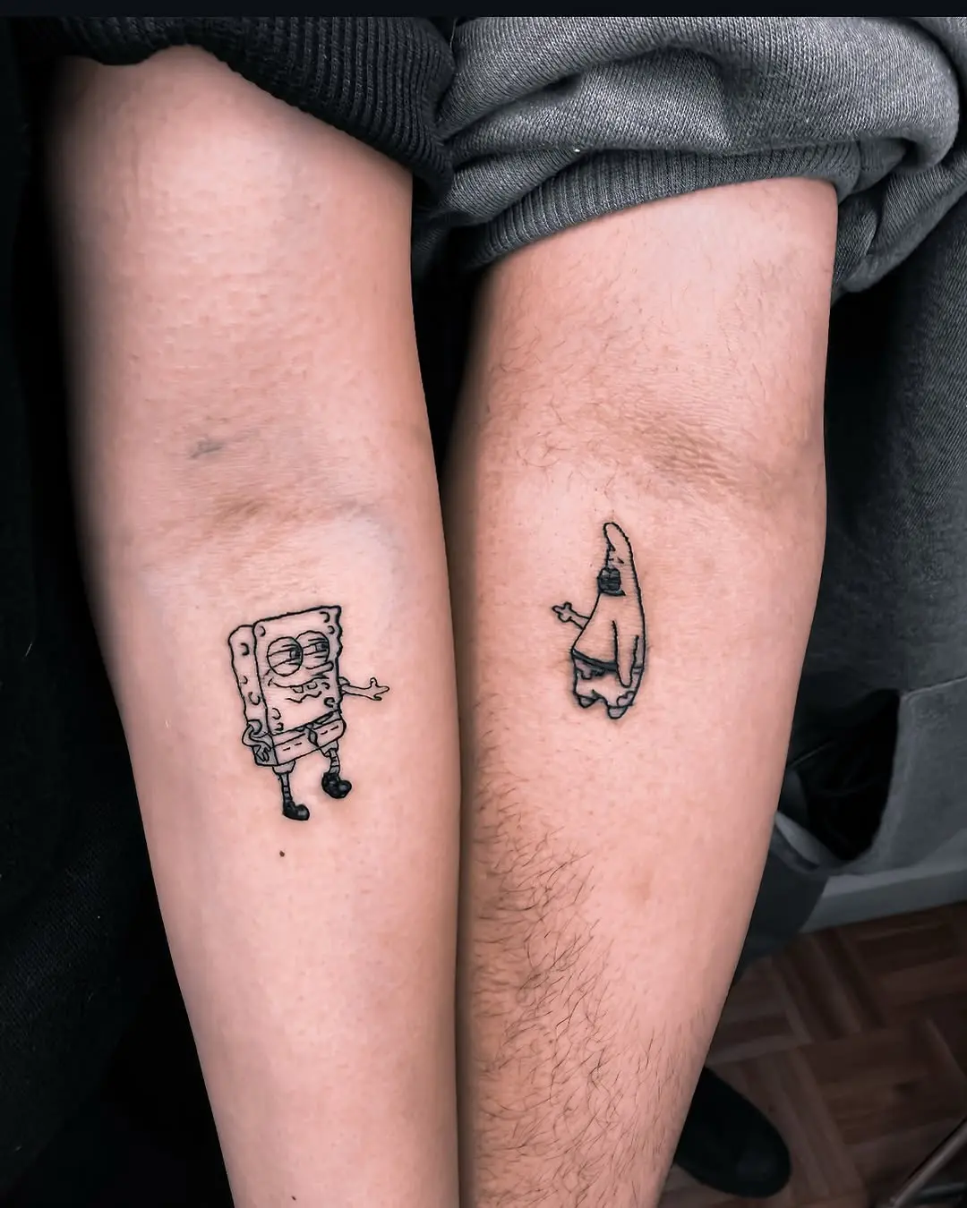Unique sibling tattoos of beloved cartoon characters