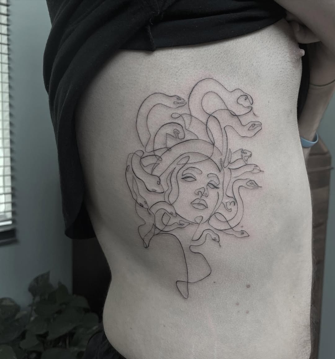 Intricate Medusa Line Art Tattoo Design