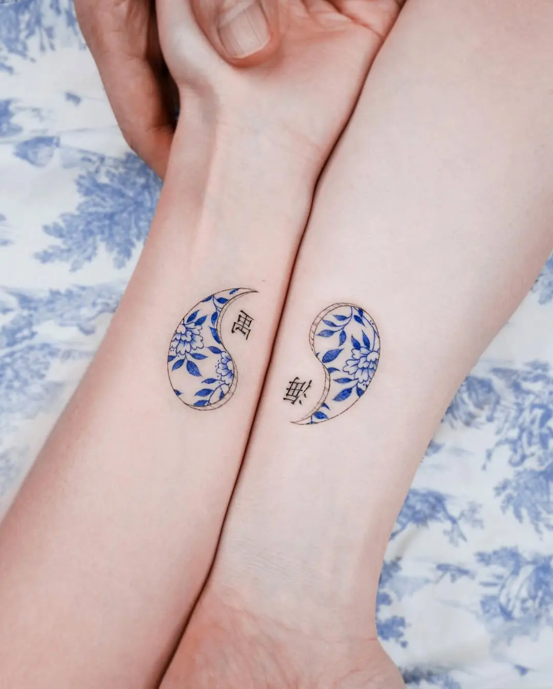 Yin Yang floral twin tattoo designs