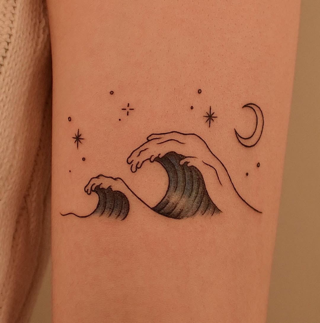 Elegant waves and celestial elements unite beautifully