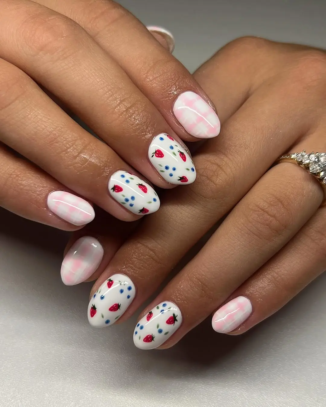 Colorful summer nails with floral designs