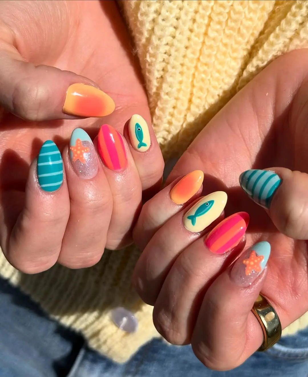 Vibrant summer nails with playful designs