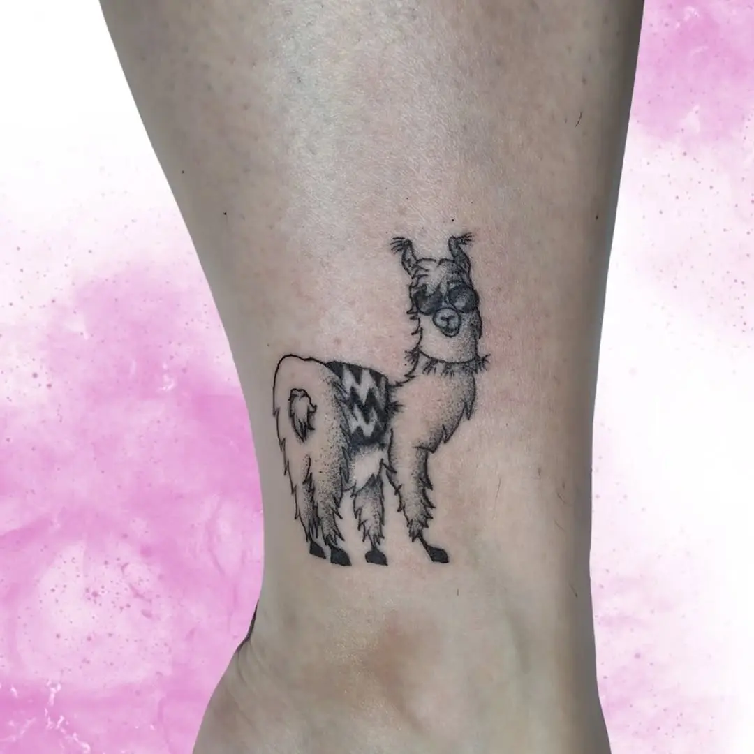Charming llama tattoo with intricate details