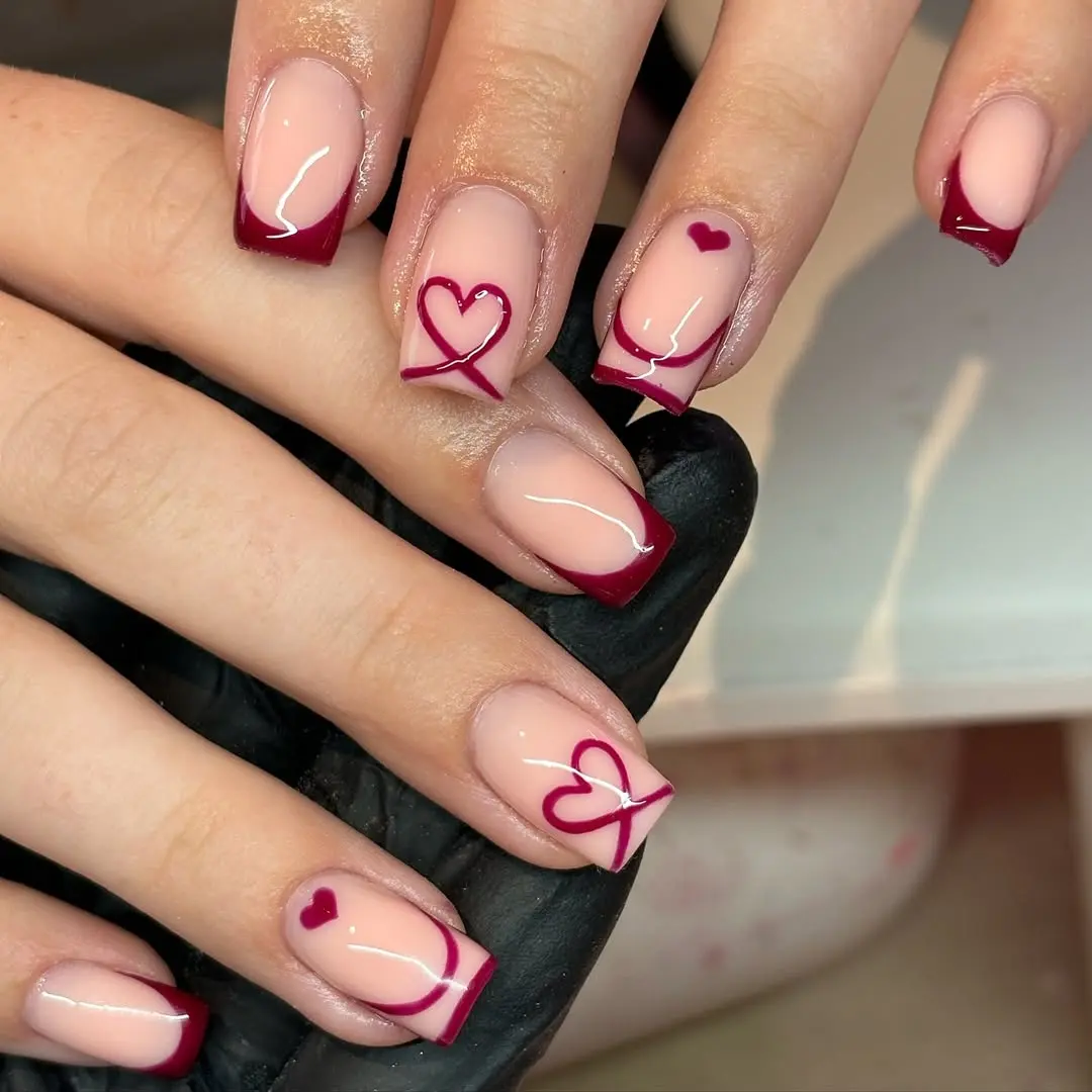 Cute heart designs on chic nails