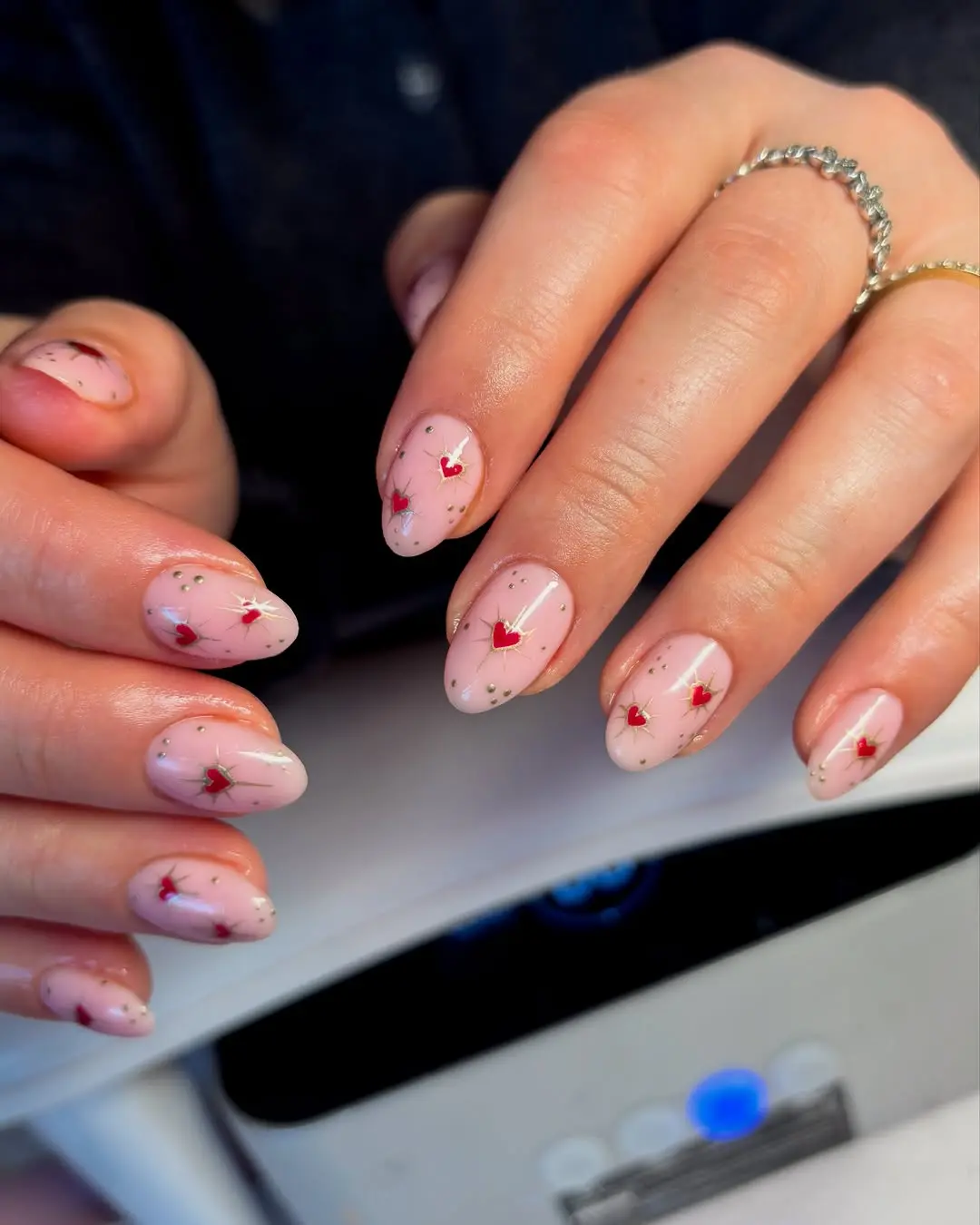 Charming Heart Nail Art with Sparkling Touch