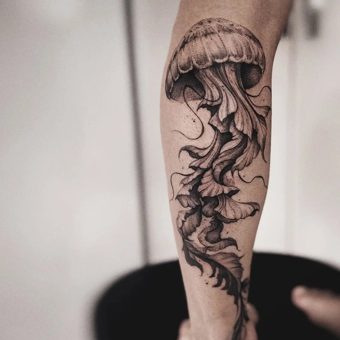 Stylish and intricate jellyfish tattoo design