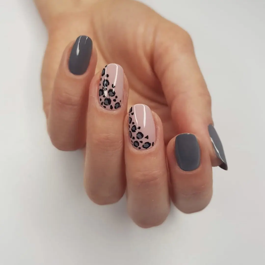 Chic leopard print accent nail design
