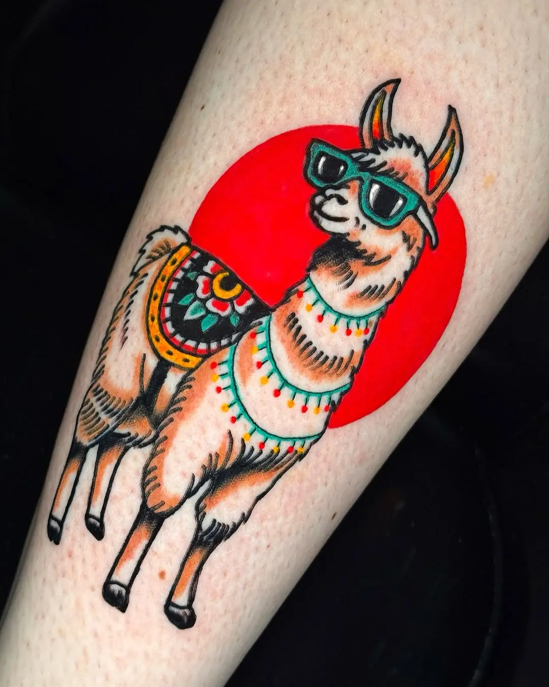 Charming Llama Tattoo with a Fun Vibe