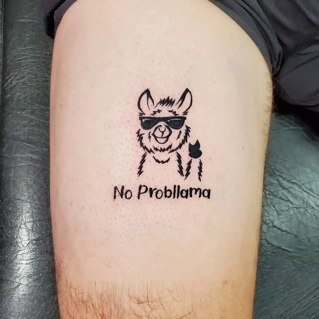 Playful and humorous llama tattoo design
