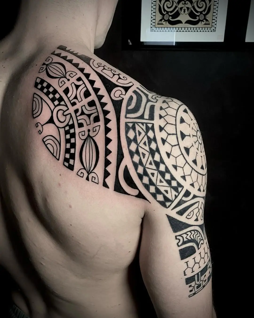 Intricate Marquesan tattoo showcasing island heritage