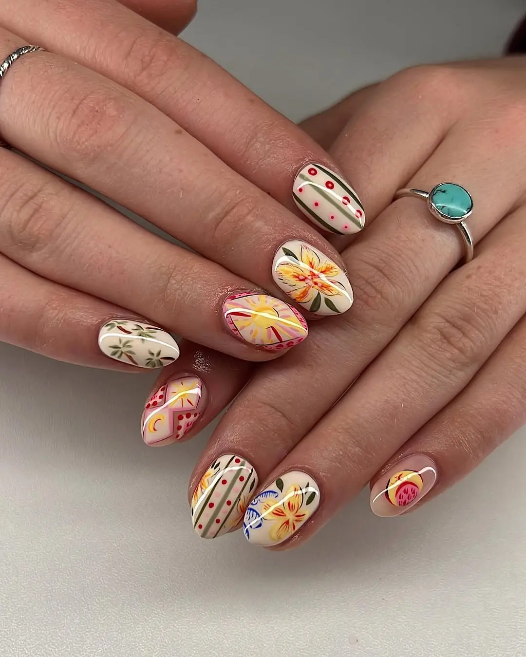 Vibrant Floral Summer Nail Art Inspiration