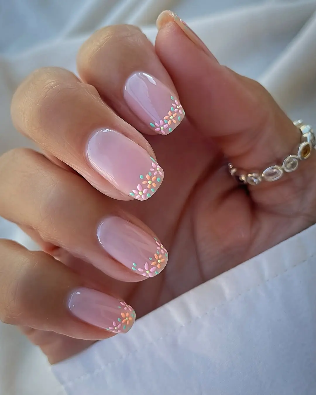 Chic Floral French Tips for Summer Vibes