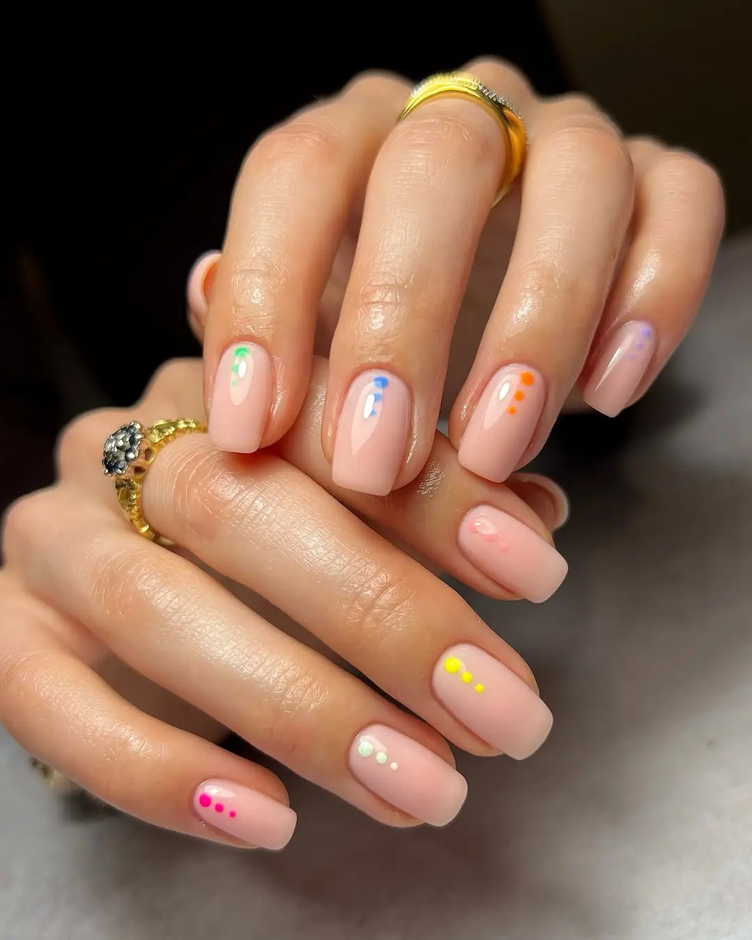 Chic summer pastel nails with fun dots