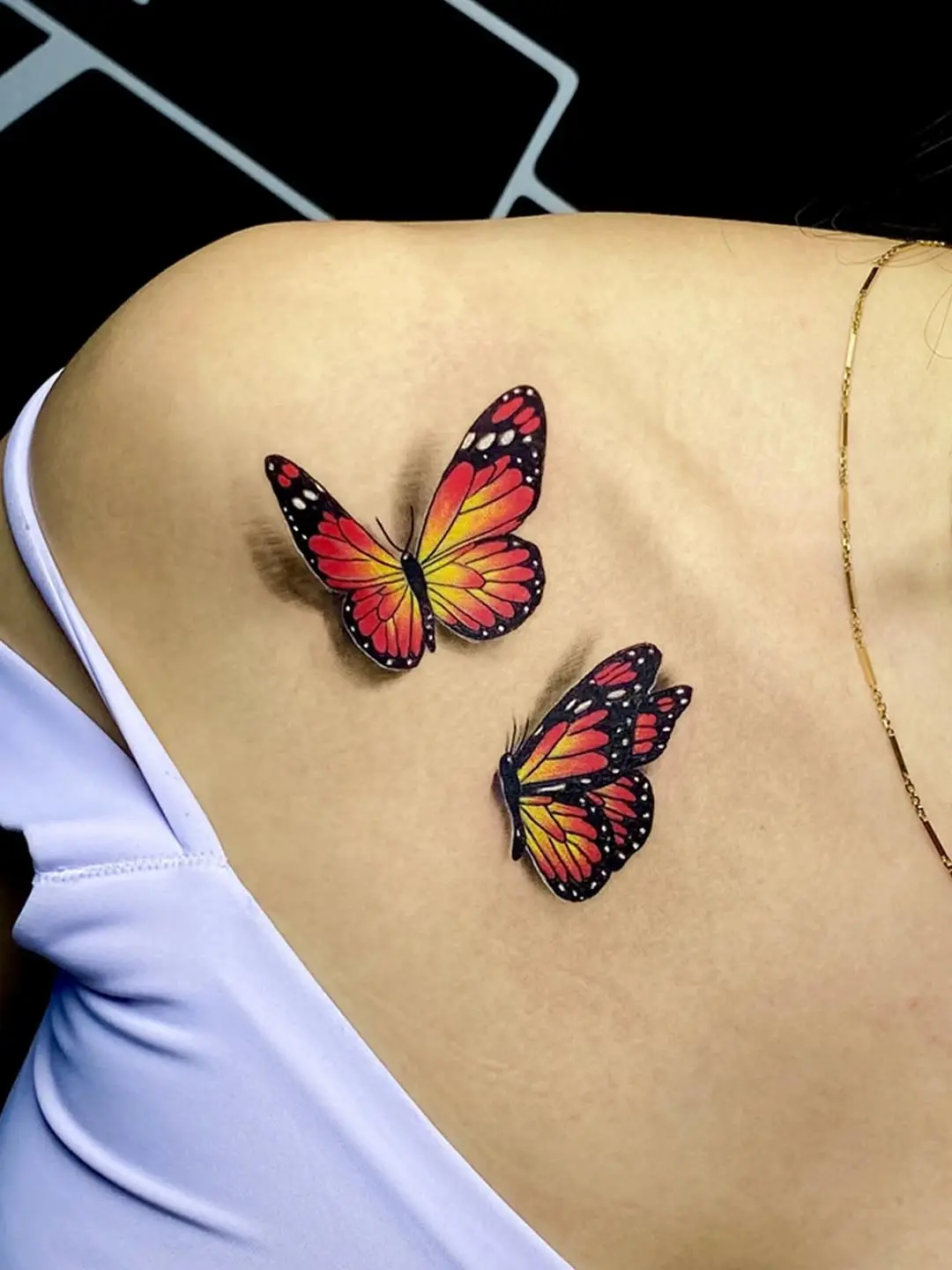 Vibrant 3D Butterfly Tattoos on Skin