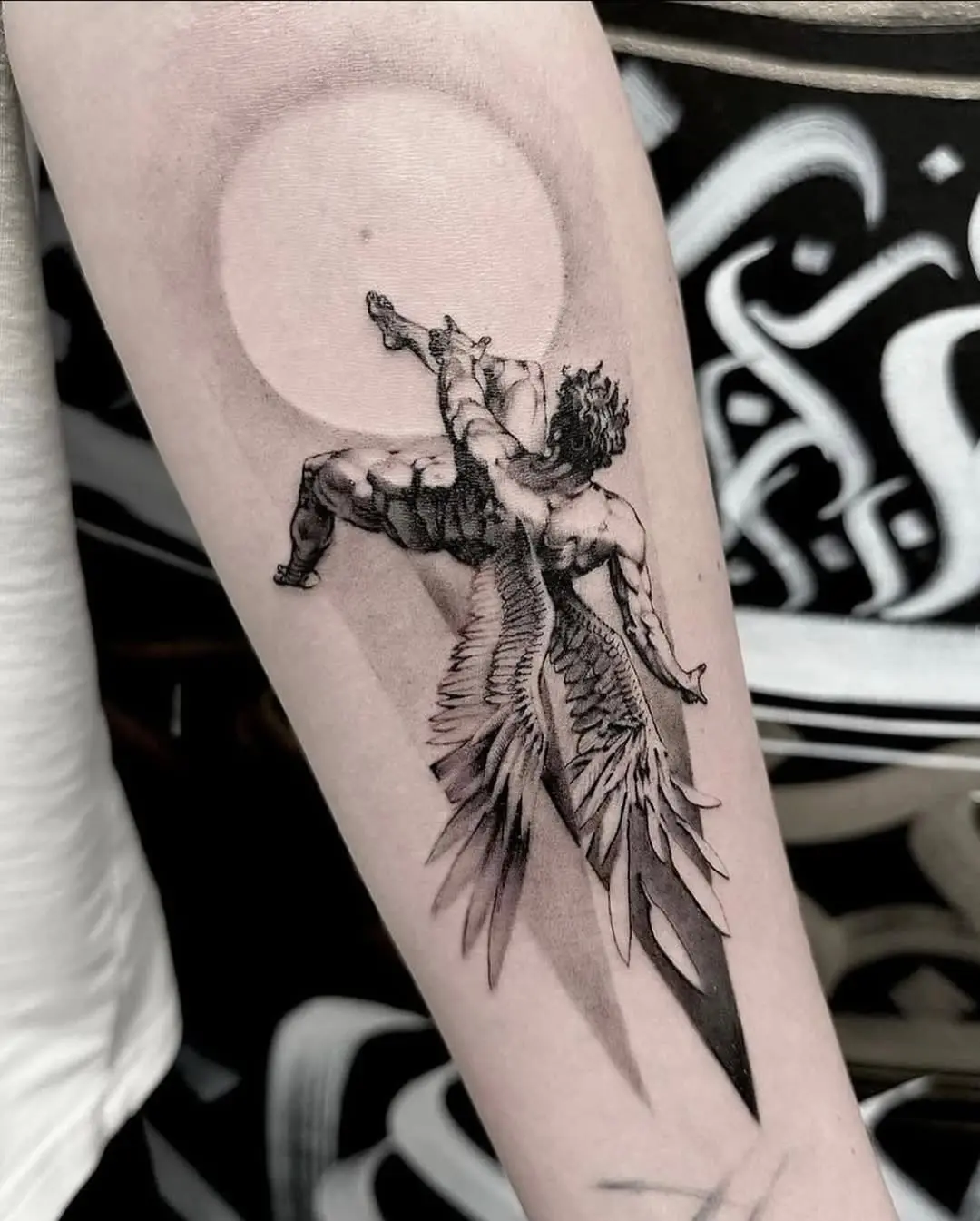 Stunning 3D angel tattoo with intricate details