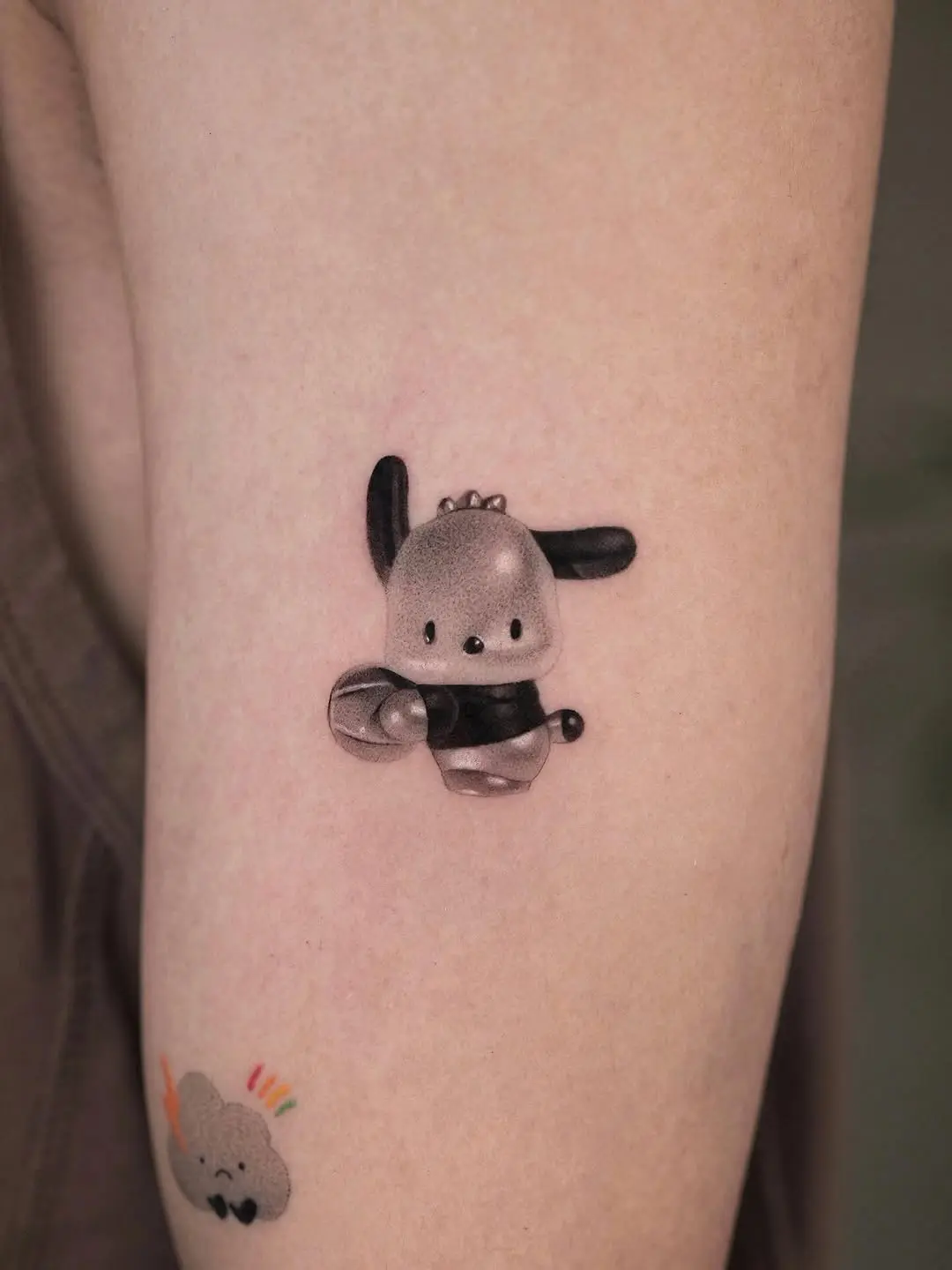 Charming 3D tattoo of a playful character