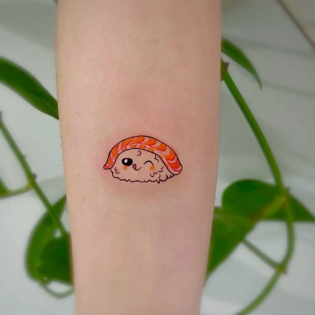 Charming sushi tattoo with a playful twist