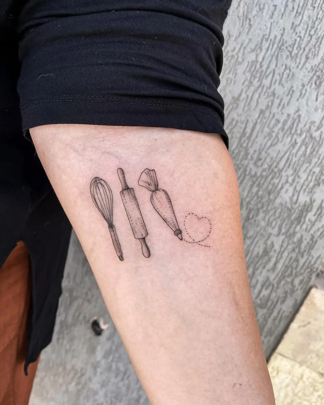 Creative baking tools tattoo for culinary lovers