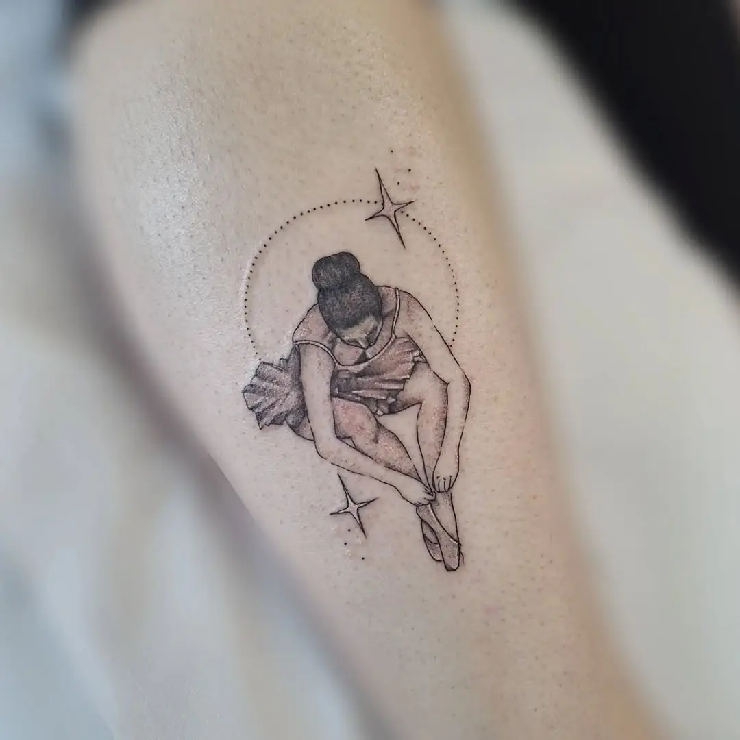 Elegant ballet dancer tattoo showing grace and poise