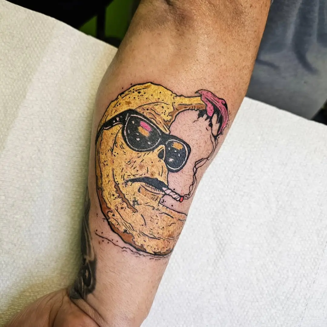Chill Banana Tattoo with Sunglasses and Attitude
