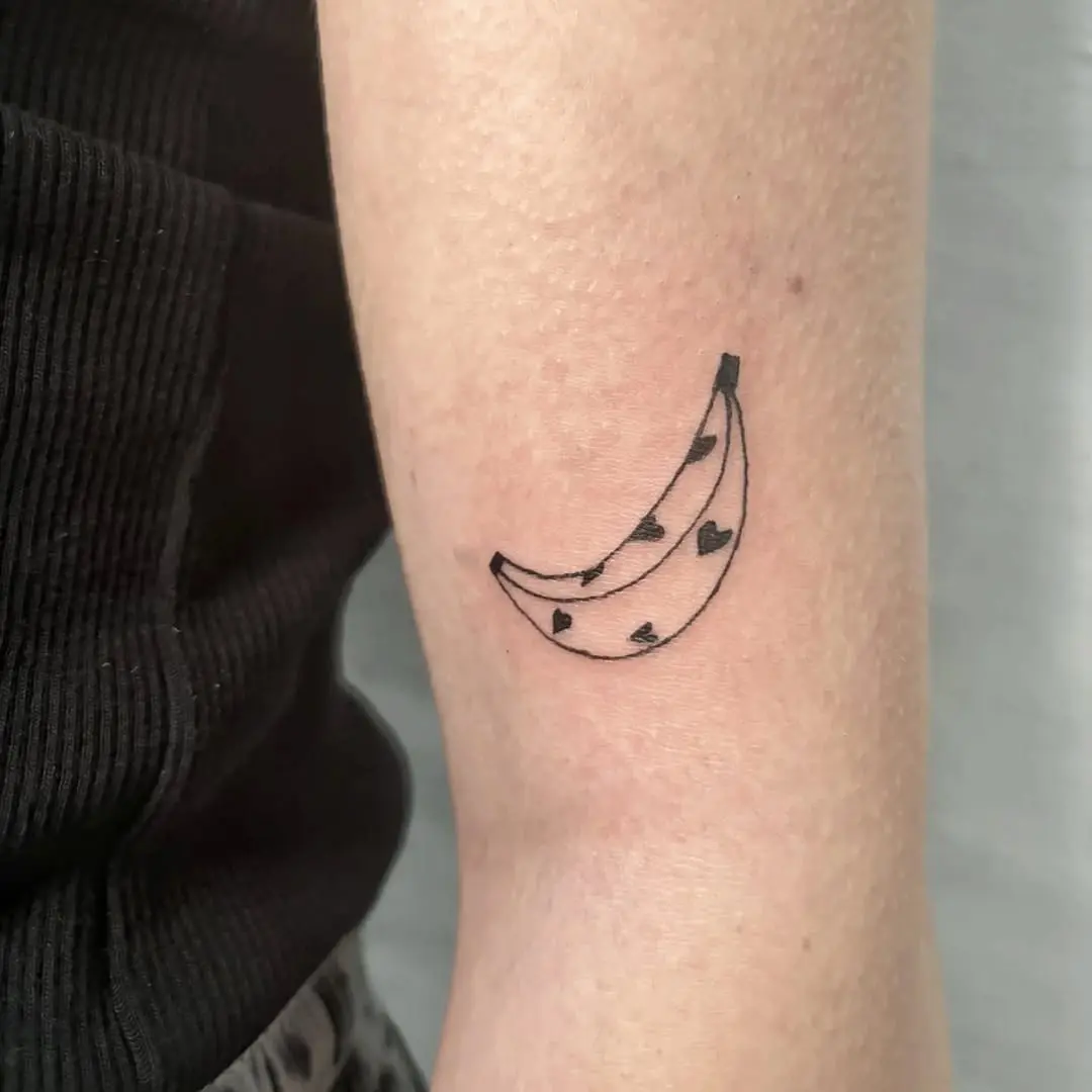 Charming Banana Tattoo with Heart Details
