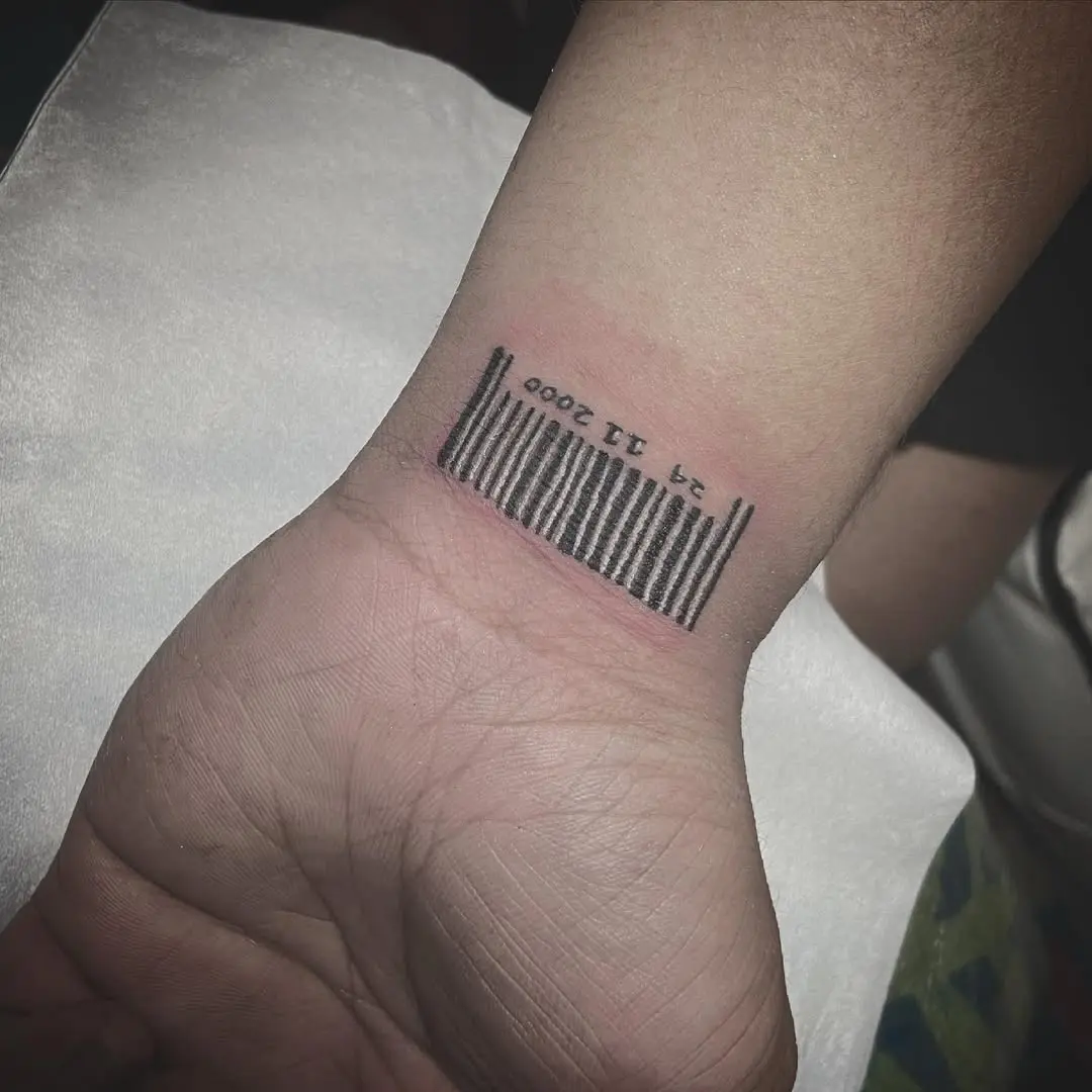 Stylish barcode tattoo on wrist