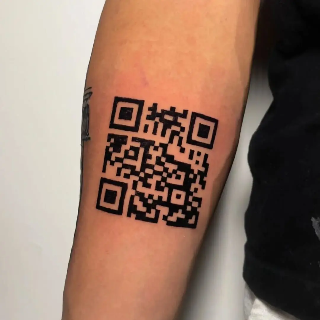 Unique barcode tattoo on forearm