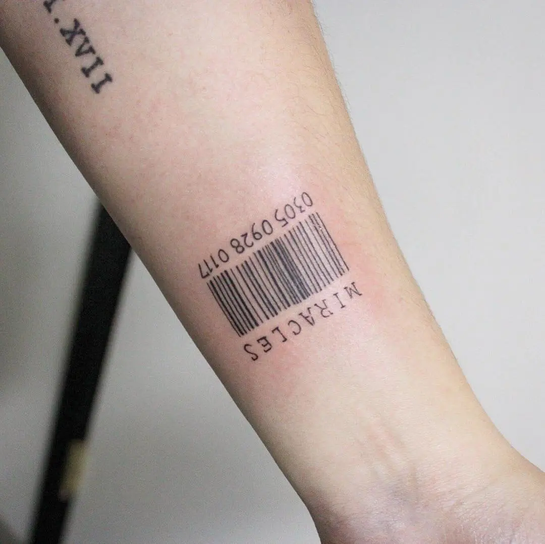 Minimalist Barcode Tattoo on Arm