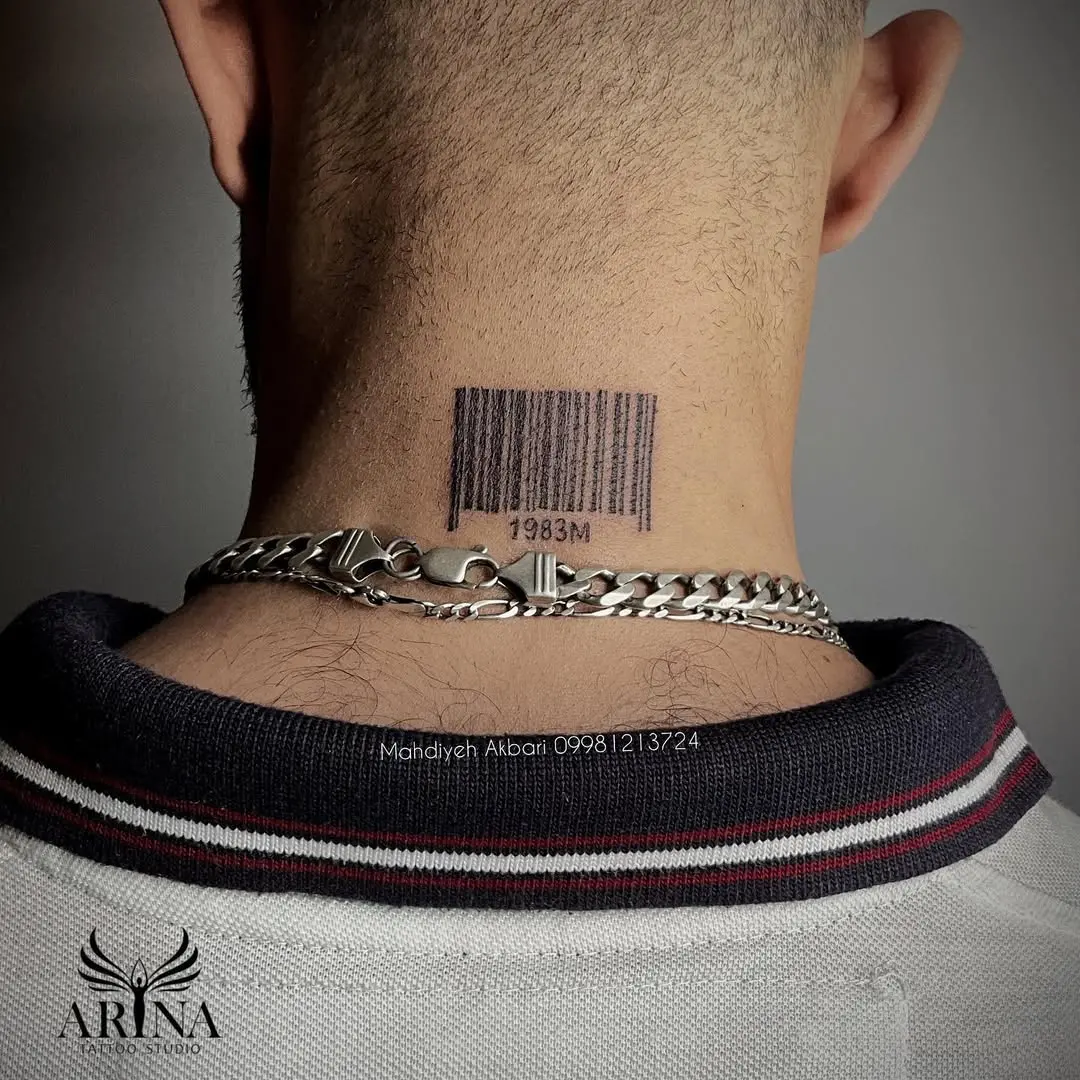 Unique barcode tattoo with personal year detail