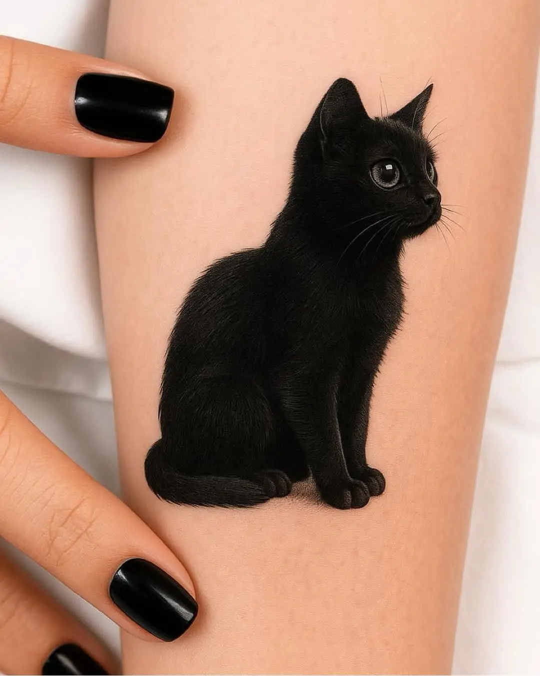 Stunning Realistic Black Cat Tattoo Design