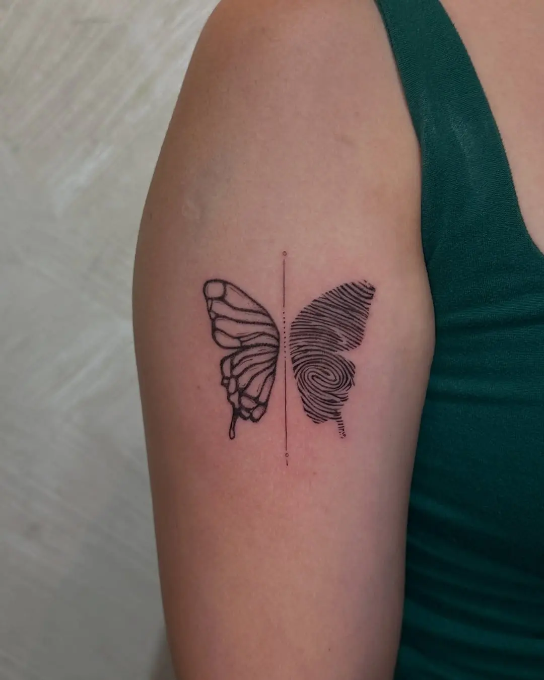 Unique Butterfly and Fingerprint Tattoo Design