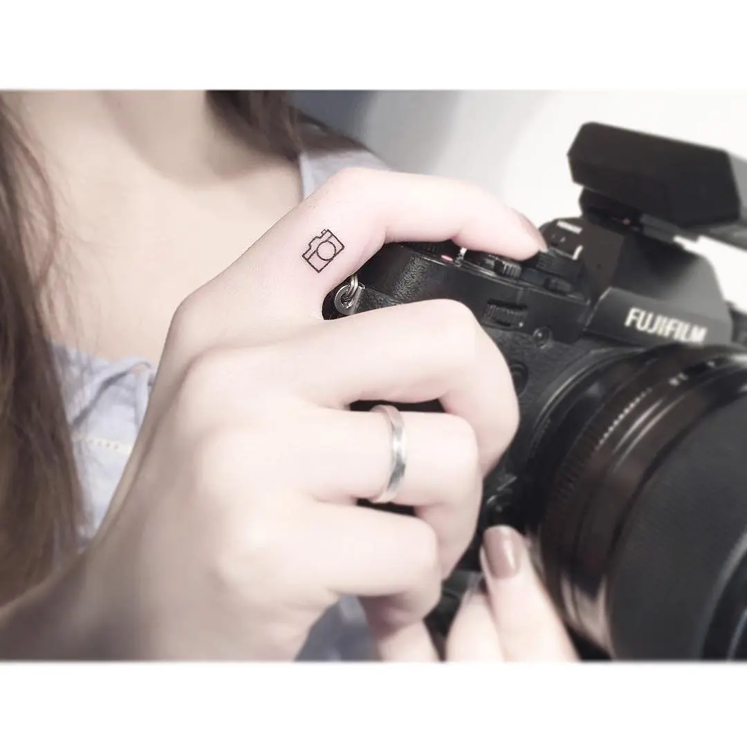 Minimalist Camera Tattoo on Hand