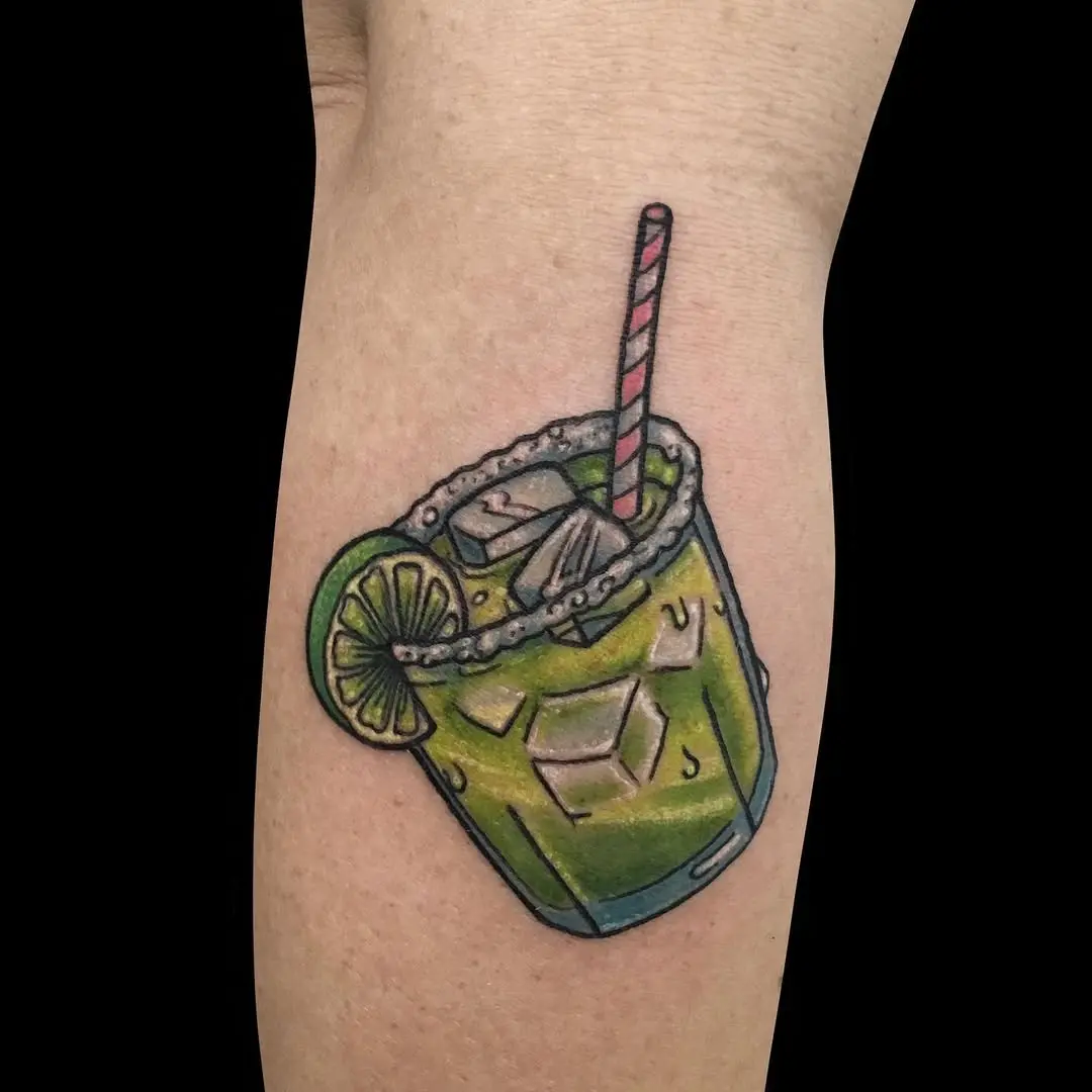 Vibrant margarita tattoo with fresh lime