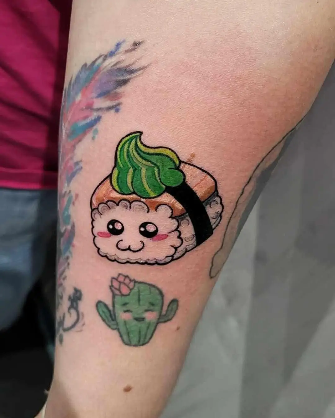 Adorable sushi tattoo with a charming twist
