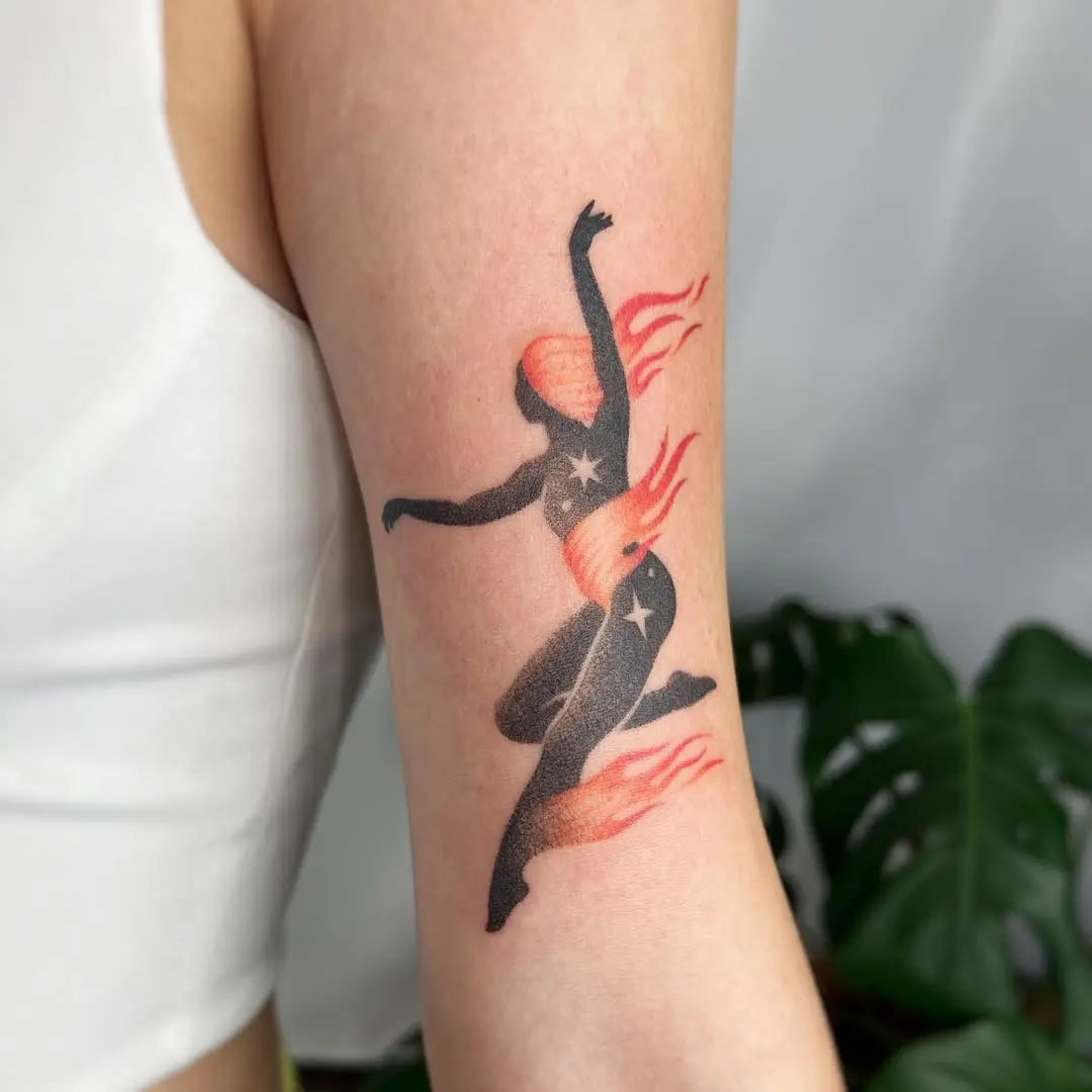 Dynamic dance silhouettes with vibrant colors