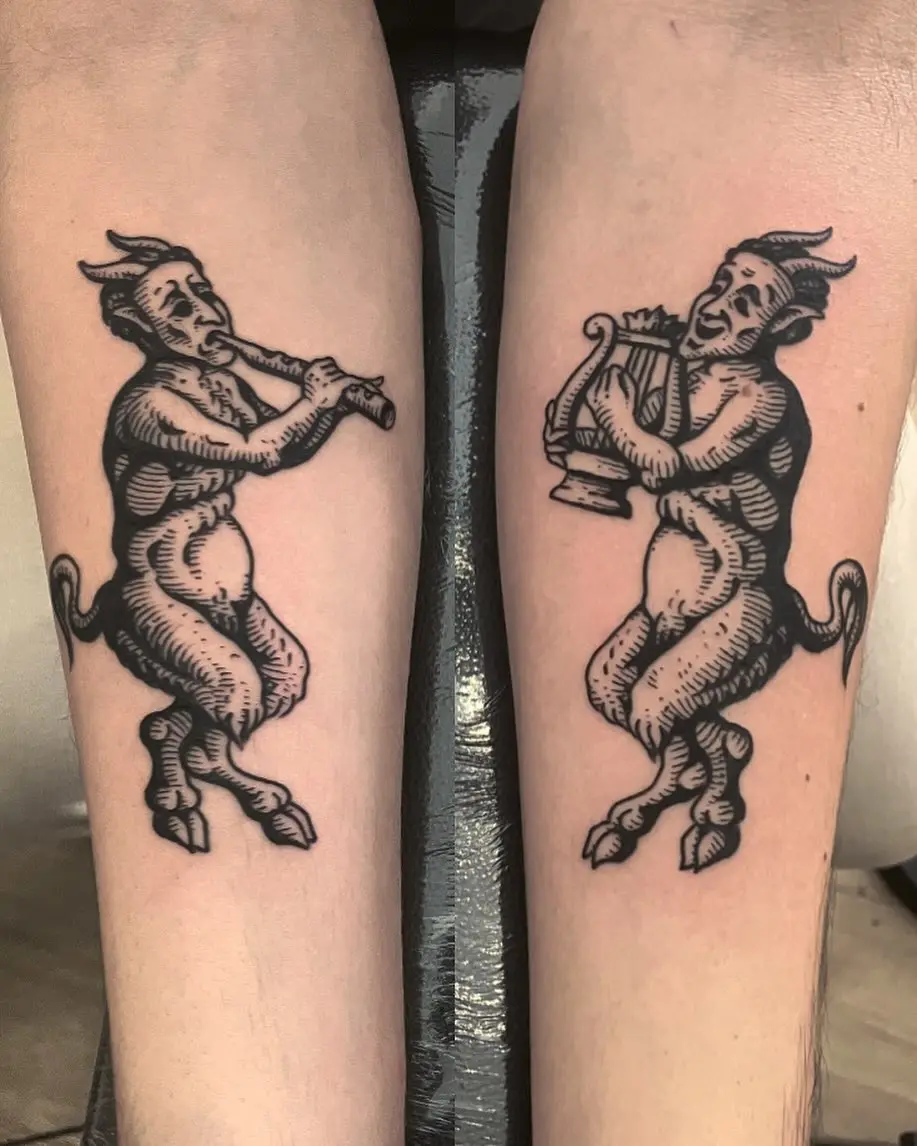 Whimsical dance-inspired musical tattoos