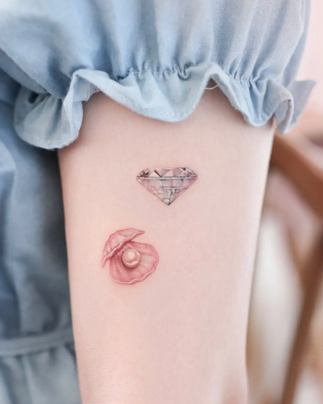 Stunning dual diamond and flower tattoo design