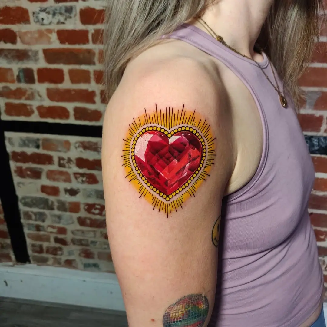 Vibrant Heart Diamond Tattoo Design