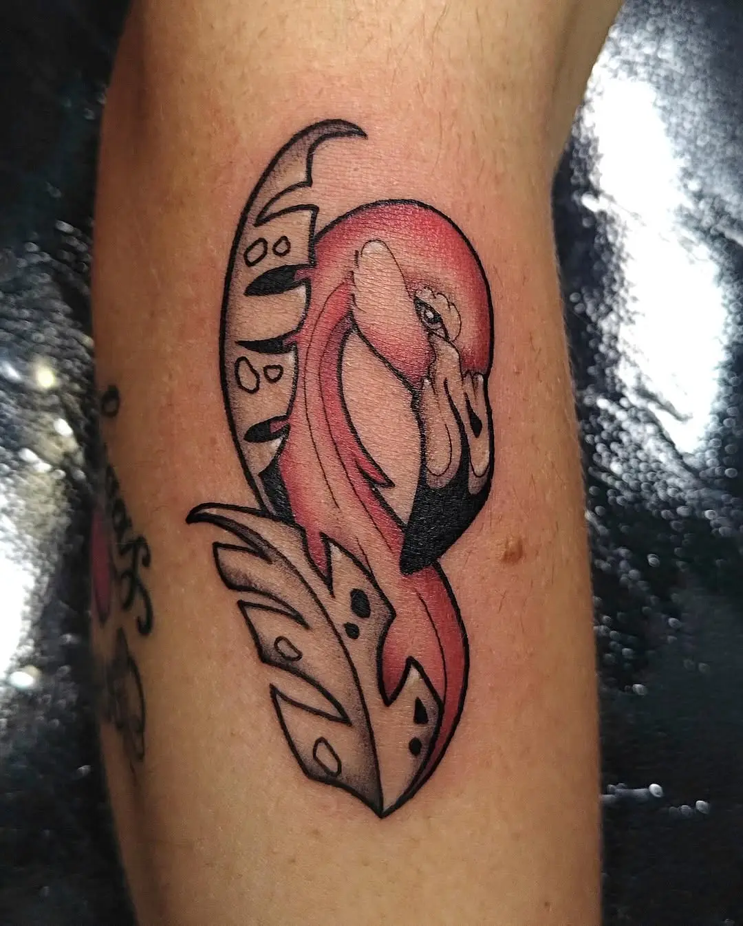 Stunning Flamingo Tattoo with Bold Elements