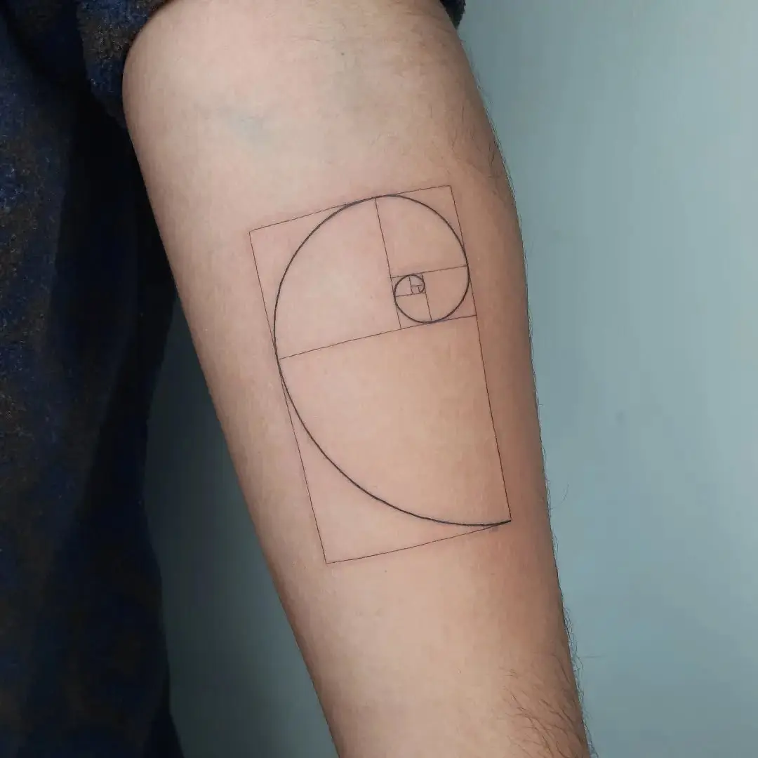 Minimalist Fibonacci Tattoo Design on Arm