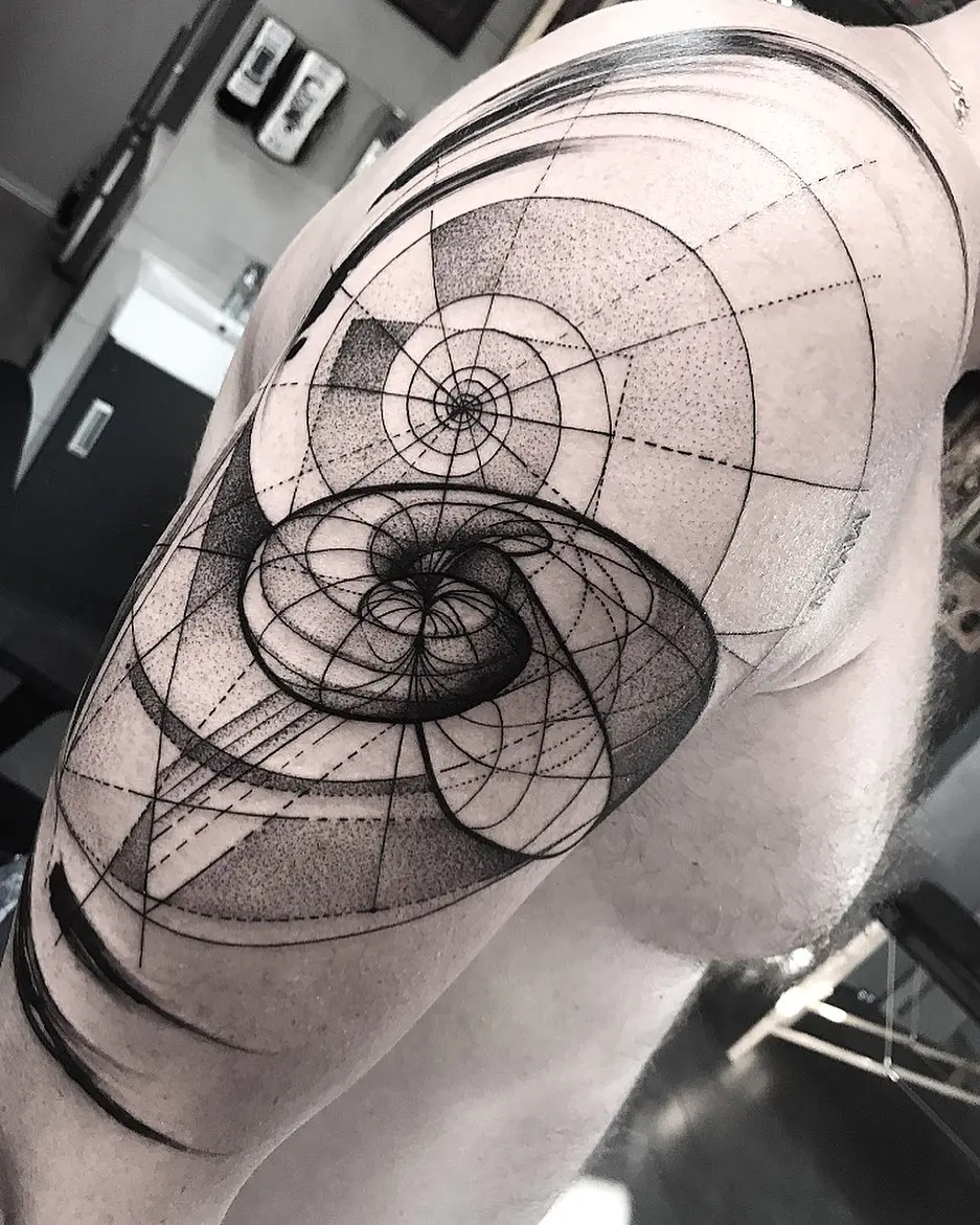 Intricate Fibonacci Spiral Tattoo on Arm
