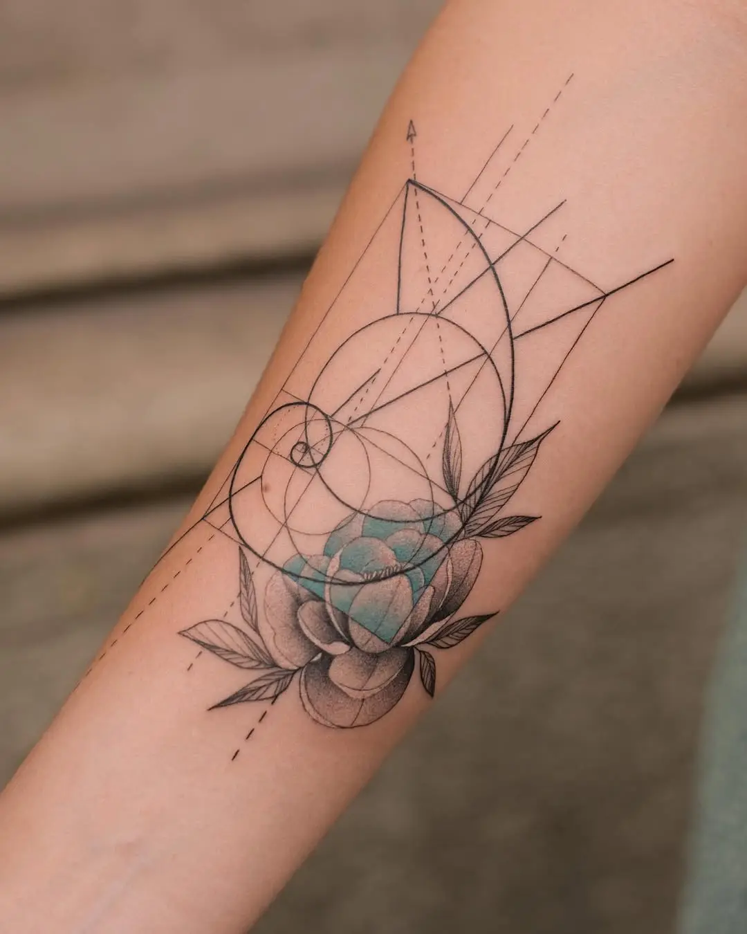 Intricate Fibonacci Floral Tattoo Design